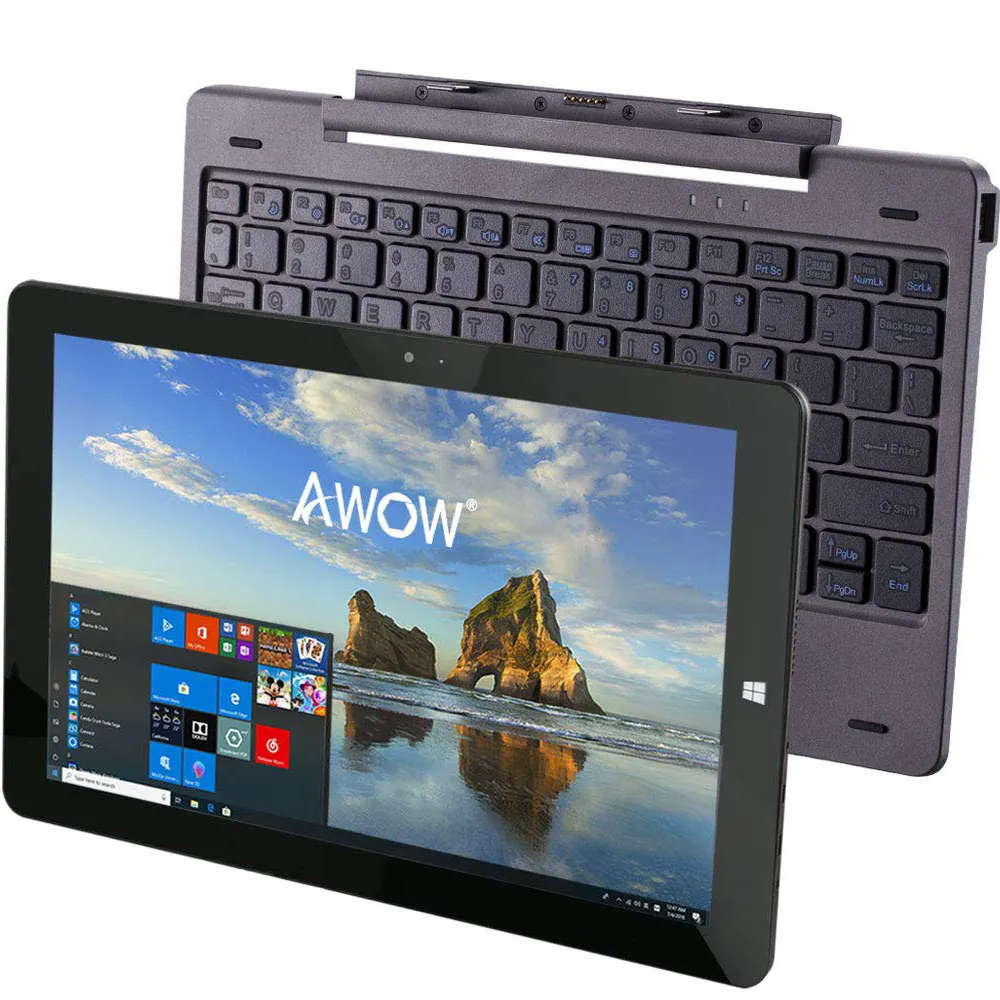 מפעל ישיר 2 ב 1 Z8350 Win 10 Tablet 10.1 אינץ Quad Core Tablet PC 4GB + 64GB עם נתיק מקלדת מקרה