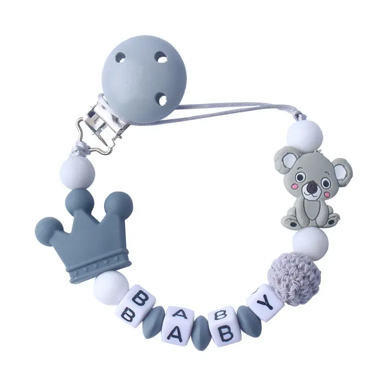 Porta ciuccio in Silicone colorato a forma di Koala con catena a Clip per ciuccio BPA