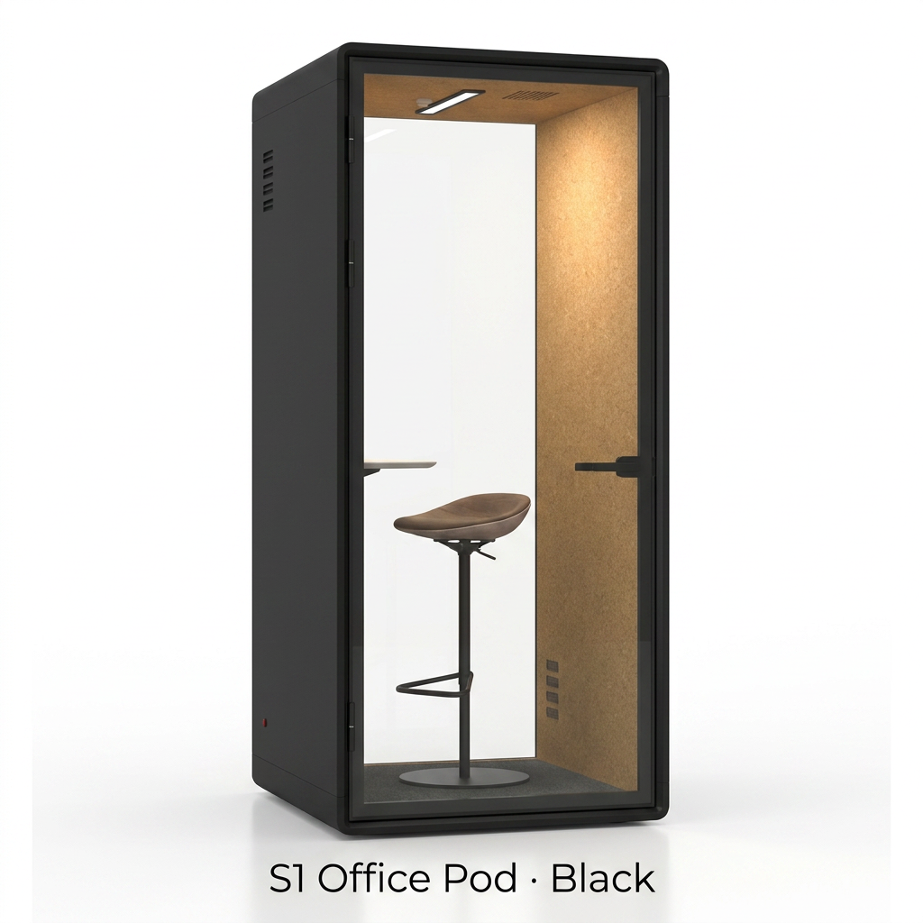 Cabine de bureau insonorisée pour 1 personne - Acoustique 30 dB - Noir