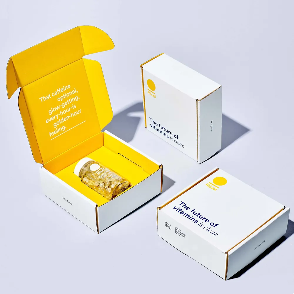 Caja de embalaje con logotipo personalizado para comercio electrónico, frasco de pastillas medicinales y medicinales corrugadas, envío por correo electrónico