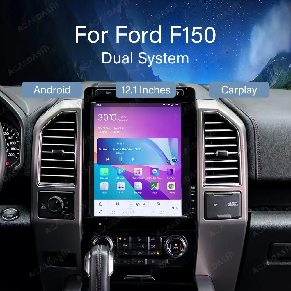 12,1 дюймов 8 + 128 ГБ Автомобильный мультимедийный плеер для Ford Raptor 2015-2021 F150 gps навигация android радио автомобиль с двойной системой