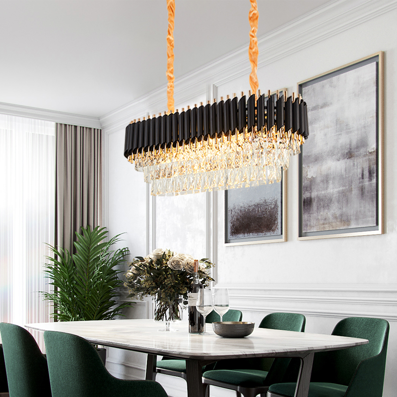 Fashion modern gold lamp fancy spiral crystals chandeliers black crystal glass chandelier for balcony dinning room