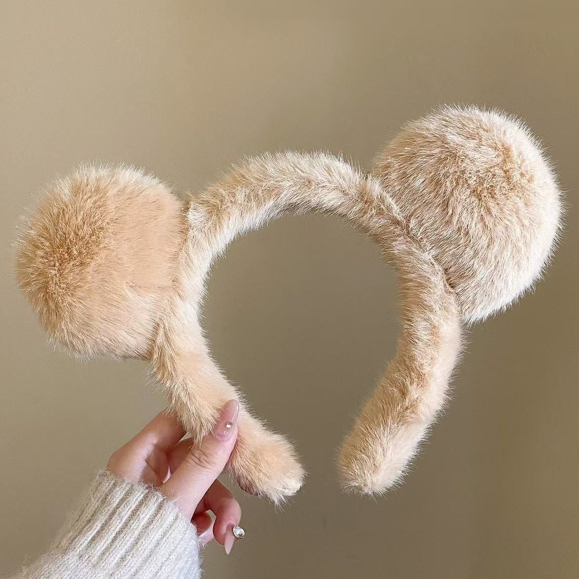 Brown plush double ears