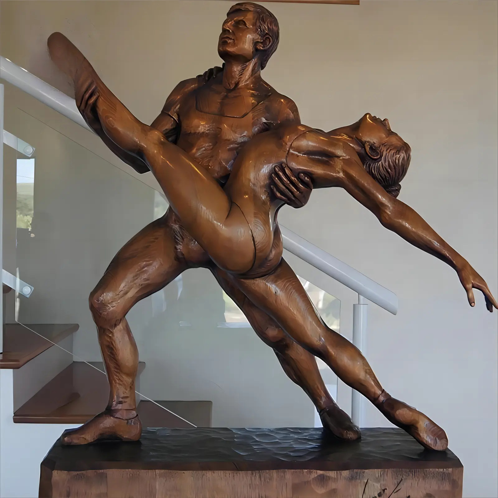 Stile europeo a grandezza naturale all'aperto bronzo ballerina coppia scultura in metallo nudo donna uomo statua per la vendita