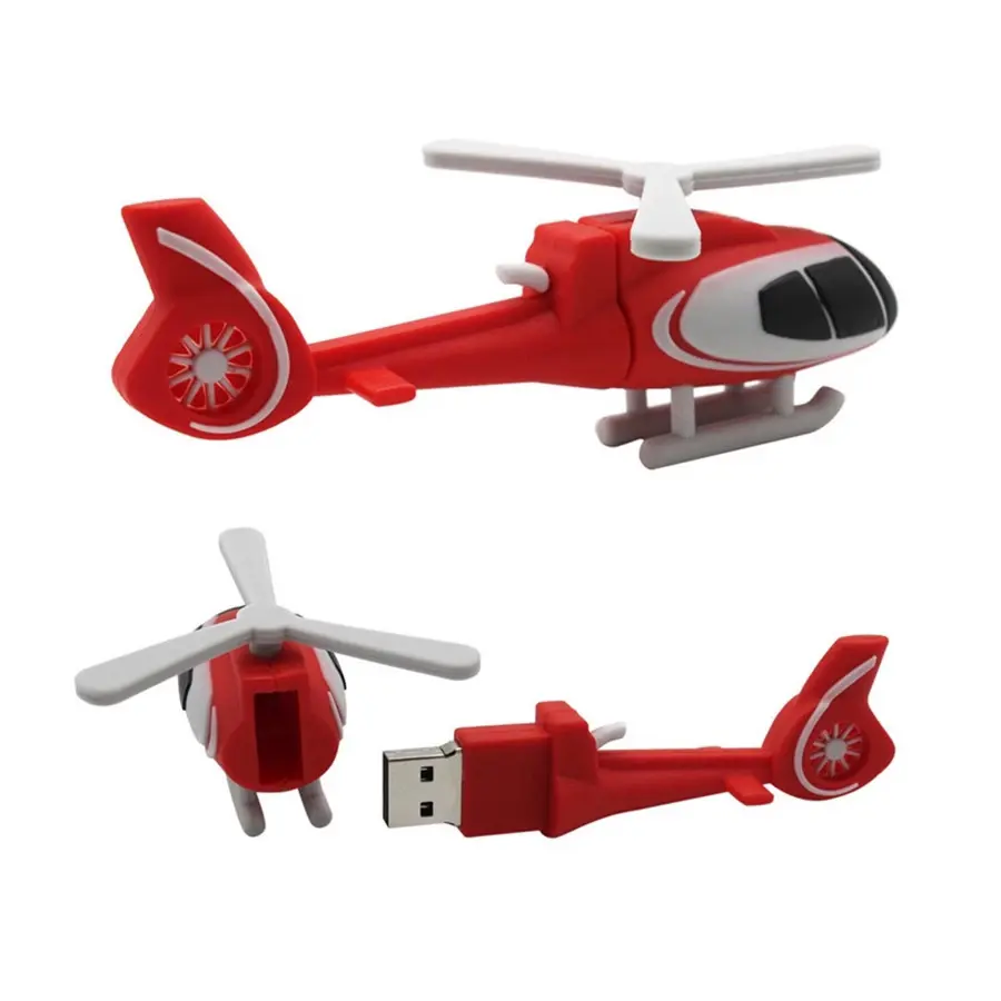 Pabrik Baru PVC Helikopter 3D Bentuk Usb Flash Drive Stik Memori dengan Logo Kustom untuk Hadiah