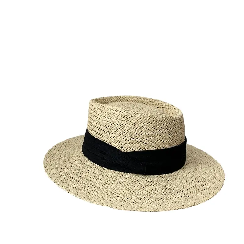 Venta caliente estilo romántico francés damas sol papel Panamá playa trigo sombrero de paja para mujer al por mayor