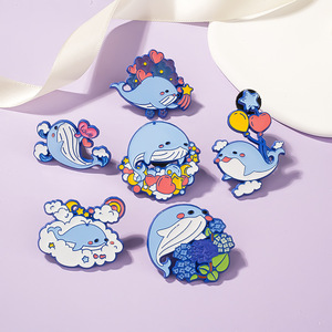 Cute Dropping <strong>Oil</strong> Alloy <strong>Whale</strong> Brooch Ladies Cartoon Metal Fish Backpack Badge Brooch Pin for Student Bag Decorative - Product Image 2