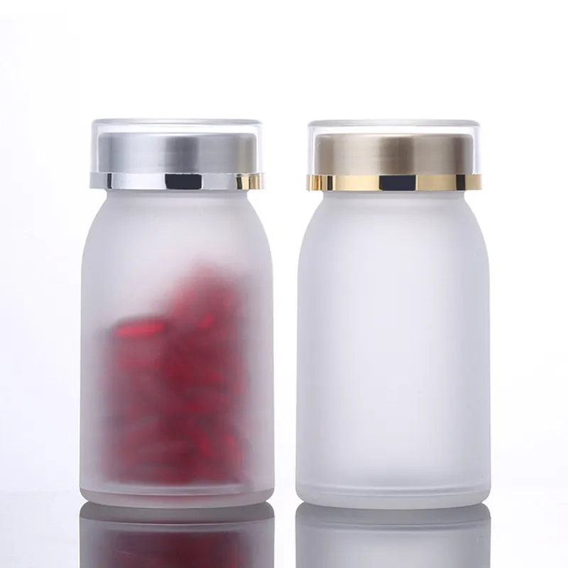 Buzlu/mat 100ml/150ml PET lüks boş plastik vitamini diyet besin takviyesi tablet hap makinesi ilaç şişesi