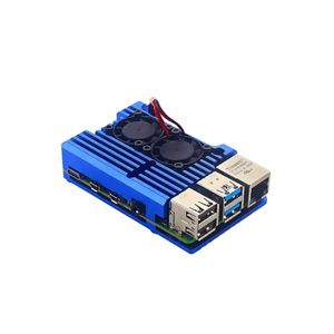 Raspberry Pi 4B/3B/3B + carcasa de aleación de aluminio con ventiladores duales Raspberry Pi funda protectora