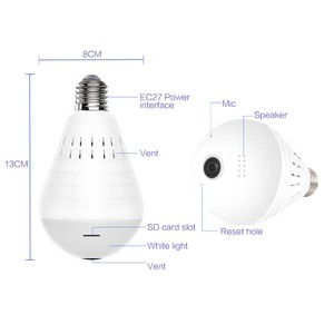A basso prezzo 3MP occhi 360 supporto Panorama movimento umano Tracking due vie Audio 8 watt bianco Led P2P connessione lampadina fotocamera - Product Image 4
