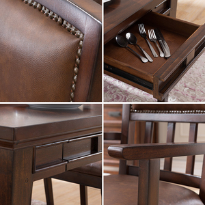 Juego de mesa de comedor moderna con Banco largo y sillas, mesa de comedor rectangular de granja de madera, muebles de comedor para restaurante
