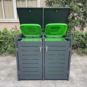 商用室外垃圾容器金属垃圾桶带卷盖垃圾桶带盖子垃圾隔离箱 - Product Image 1