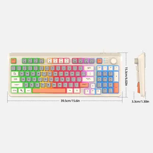 คีย์บอร์ดสำหรับเล่นเกม K82ไฟ RGB สองโหมด BT 2.4G คีย์บอร์ดพอร์ต USB คีย์บอร์ดเรืองแสง94ปุ่มแบบมีสายสำหรับโน้ตบุ๊คแล็ปท็อปเดสก์ท็อป - Product Image 6