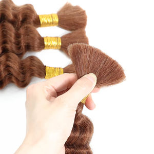 30 # Chocolate Brown Deep Wave Bulk 100G 2 paquetes de cabello humano para trenzas bohemias cabello trenzado rizado 14-24 pulgadas cabello Remy brasileño - Product Image 4