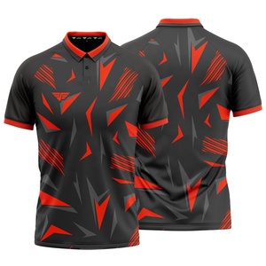 The Black Polo Shirt Is Composed of Red Gray and White Triangular Patterns Which Is <strong>Very</strong> Creative for City <strong>Walk</strong> - Product Image 5