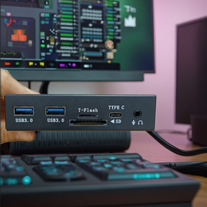 Hub de Panel frontal de Metal USB 3,5 6 en 1 de 3,0 pulgadas, lector de tarjetas TF/SD, Hub tipo C, salida de Audio HD, entrada de micrófono, accesorio para PC