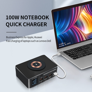 PD 140W Portable 15W Wireless Desktop Charger 8 Ports USB C 100W Charging Station <strong>Multi</strong> Function LED Display US <strong>EU</strong> UK AU <strong>Adapter</strong> - Product Image 3