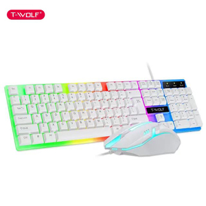 Shuoyin TWOLF TF230 LED Light 104 Keys Wired Computer Gaming Teclado Juegos Teclado y Mouse Combos Kit set para PC PS4 Gamer