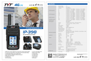 TYT <span class=keywords><strong>IP</strong></span>-398 4g Walkie Talkie mit SIM-Karte <span class=keywords><strong>Linux</strong></span>-System Langstrecken-Walkie-Talkies 5000 Meilen Poc Radio GPS-Funktion