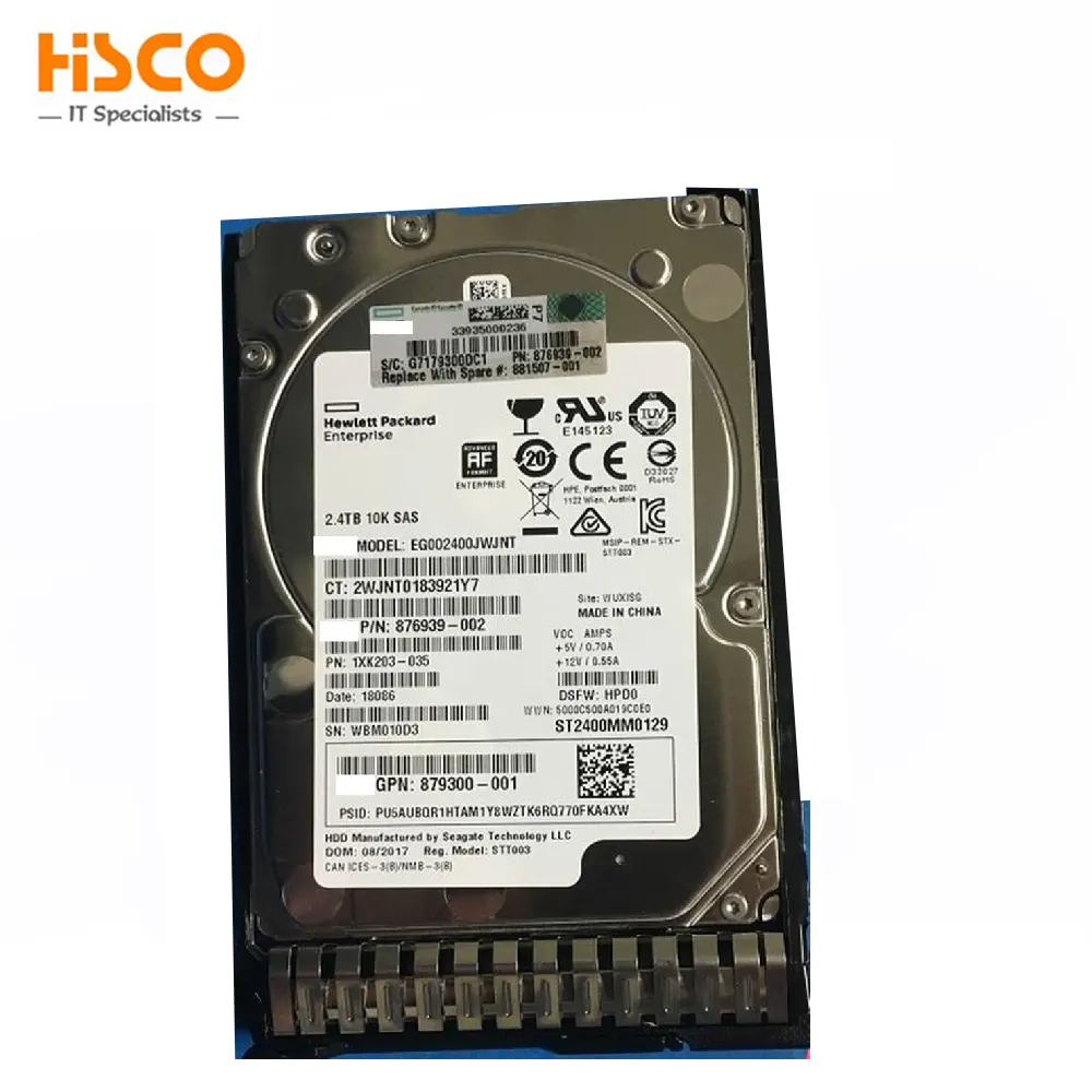 881457-B21 के लिए 881507-001 हिमाचल प्रदेश 2.4TB एसएएस 12Gbps 10K आंतरिक उद्यम SFF(2.5 इंच) गर्म स्वैप HDD के हार्ड ड्राइव