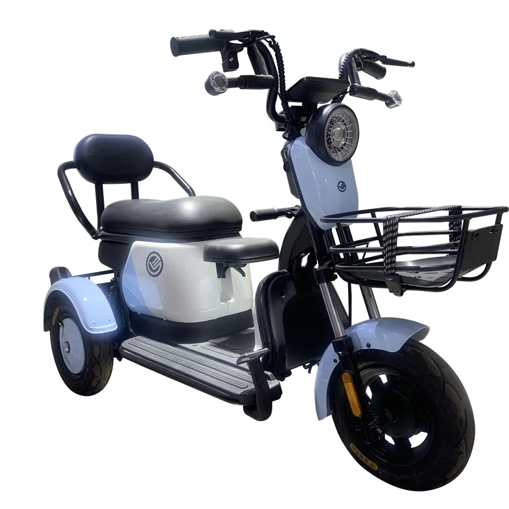 500W yağ lastik 3 tekerlekli Scooter elektrikli Trike çocuk koltuğu üç tekerlekli pilli motosiklet