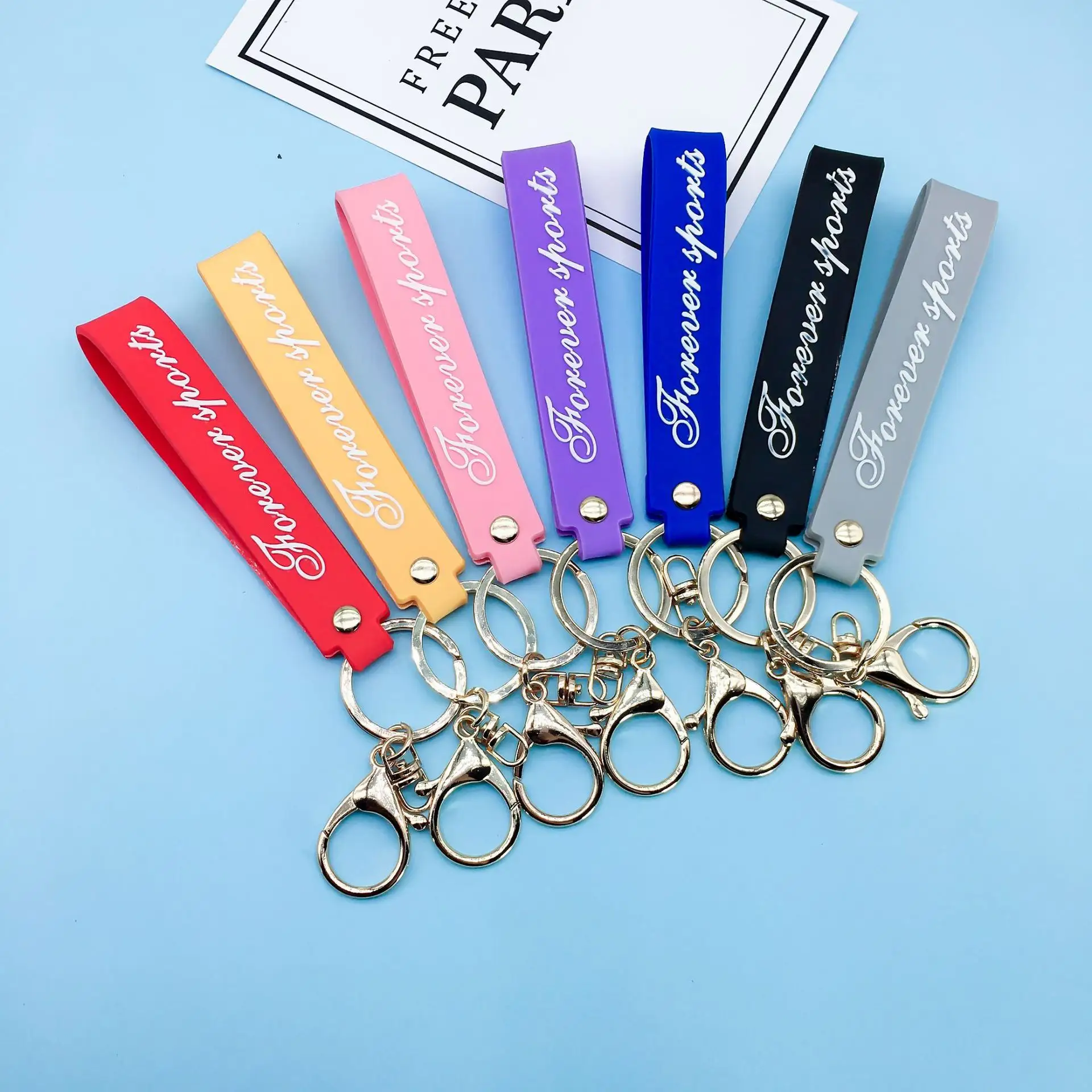 Porte-clés en Silicone couleur bonbon, amour PVC époxy, dragonne, lanière, accessoires, porte-clés en caoutchouc souple, pendentif