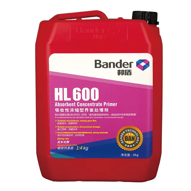 Bander Hl600-12ไพรเมอร์ยางโพลีเมอร์การยึดเกาะสูงการดูดซับฐานซีเมนต์ความเข้มข้นไพรเมอร์การก่อสร้างคริลิค