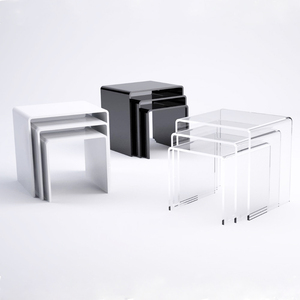 Modern Design Mirror Bent Glass Coffee <strong>Table</strong>, Lucite <strong>Nesting</strong> <strong>Table</strong>, Perspex Side <strong>Table</strong> <strong>End</strong> <strong>Table</strong> Sets - Product Image 4