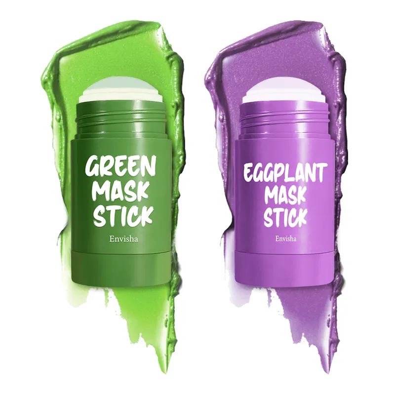 Özel etiket OEM güzellik kore yüz cilt bakımı temizleme doğal organik pembe kil yüz YEŞİL ÇAY maske sopa