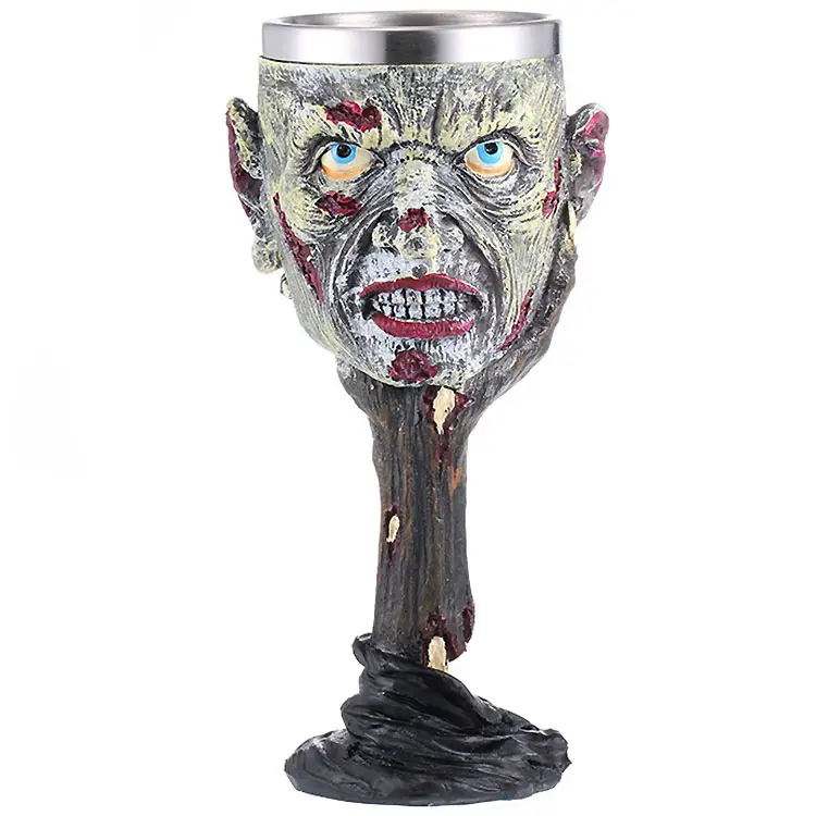 Óculos de aço inoxidável, artesanato horrível medieval personalizado, copos de vinho, terror de halloween, copos de resina