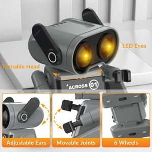 Dowellin 2.4G RC หุ่นยนต์ของเล่นสําหรับเด็กรีโมทคอนโทรลแบบชาร์จไฟได้ <span class=keywords><strong>EMO</strong></span> หุ่นยนต์ของเล่นส่องแสง 7 สี LED ตา