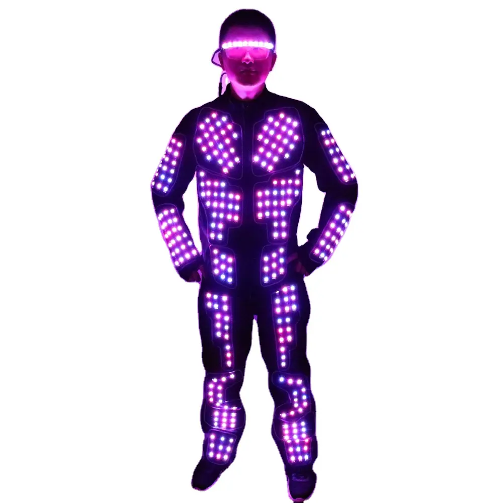 Chaqueta de luz LED para hombre, disfraces luminosos, trajes LED brillantes, accesorios de baile con batería led