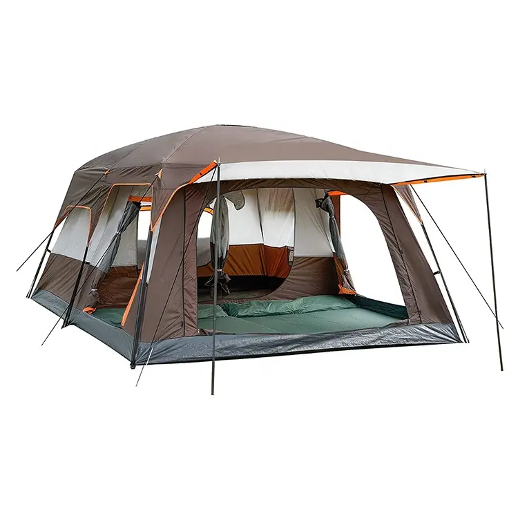 Tienda de campaña extragrande para 12 personas, carpa familiar para 2 habitaciones, 3 puertas, 3 ventanas de malla, doble capa, para Picnic al aire libre y Camping