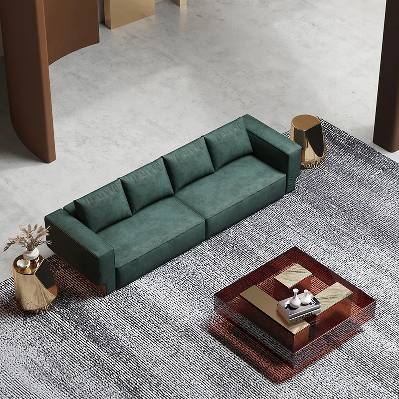 2023 green color home minimalist sofa nubuck leather modern office sofa set furniture green leather sofa