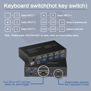 通用串行总线3.0高清多媒体接口开关4x1分辨率红外遥控器8K60Hz高清多媒体接口开关