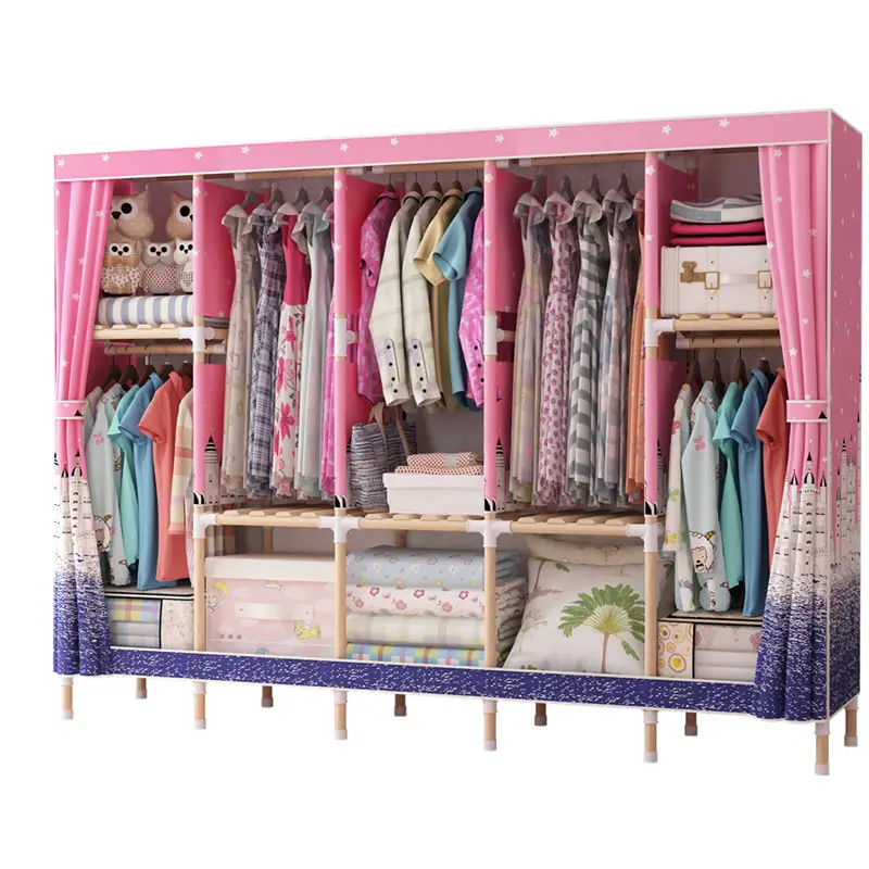 Cubierta de tela plegable para dormitorio, organizador de almacenamiento de ropa, armario Simple portátil