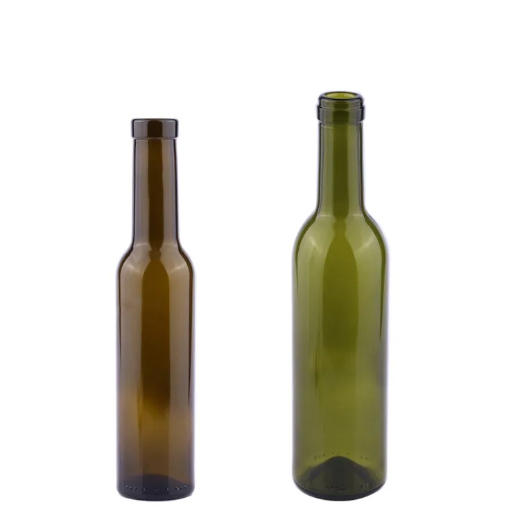 Empty delicate popular mini 200ml antique green vintage wine glass bottles with cork for wine or olive oil