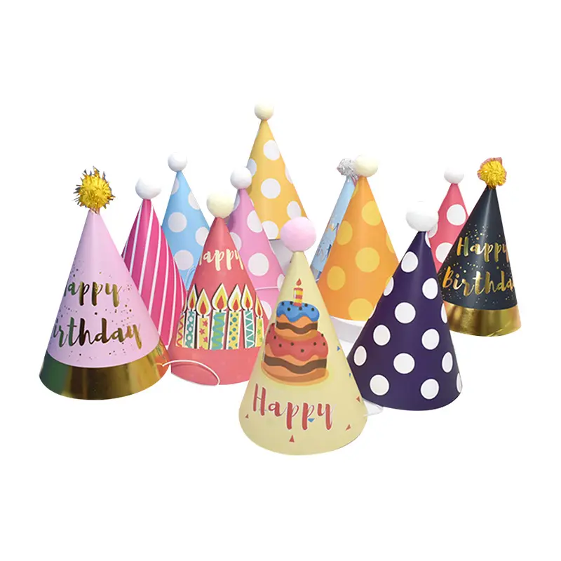 Sombrero de fiesta Niños Adultos Niños Decoración de cumpleaños Sombrero Corona Fiesta Vestir Sombrero de papel puntiagudo