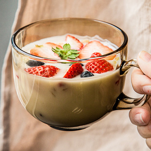 大容量かわいい家庭用ハンドルデザインガラスコーヒーカップ朝食コーヒーとミルクティーカップ - Product Image 2