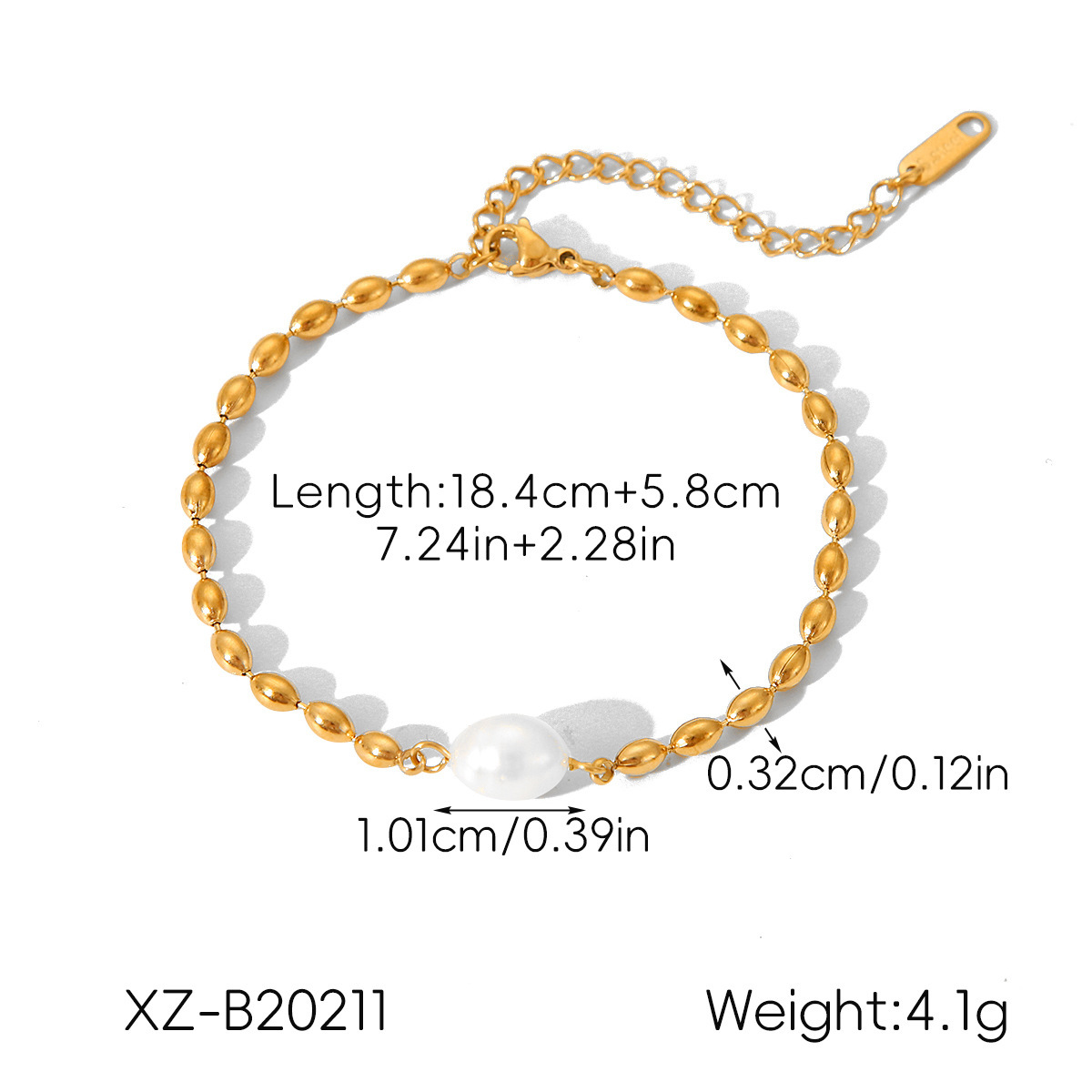 Pearl Accent Rice Bead Bracelet