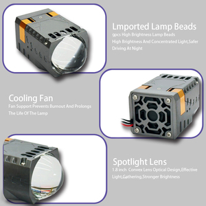 เลนส์โปรเจคเตอร์รถยนต์ LED 12V Bi LED 1.8นิ้วเลนส์เมทริกซ์สำหรับดัดแปลงและอัปเกรด - Product Image 4