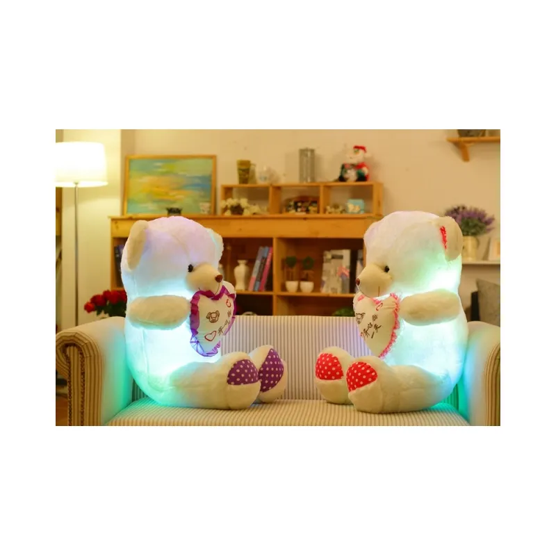 Tùy chỉnh 30cm mềm đêm Glow đồng hành Búp bê gấu bông đồ chơi sang trọng ánh sáng lên dẫn gấu bông