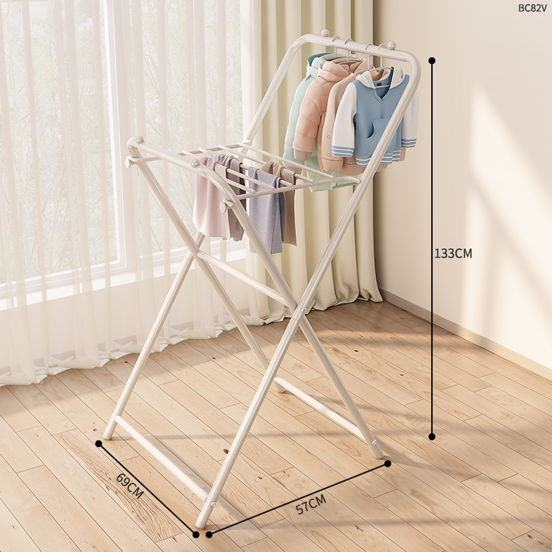 BC82V-Folding Clothes Rack, Heightened 134mm, Cream White