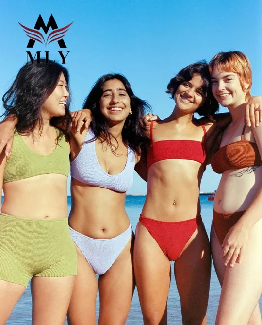 MLY 2024 Hot Sale Two Piece Fat Sexy women Plus Size Swimwear crinkle sexy girl swimwear bikini