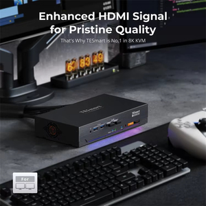 TESmart KVM交换机2端口双显示器HDMI + DP 8K 60 HZ 2进2出，带动态HDR EDID KVM交换机游戏坞站 - Product Image 3