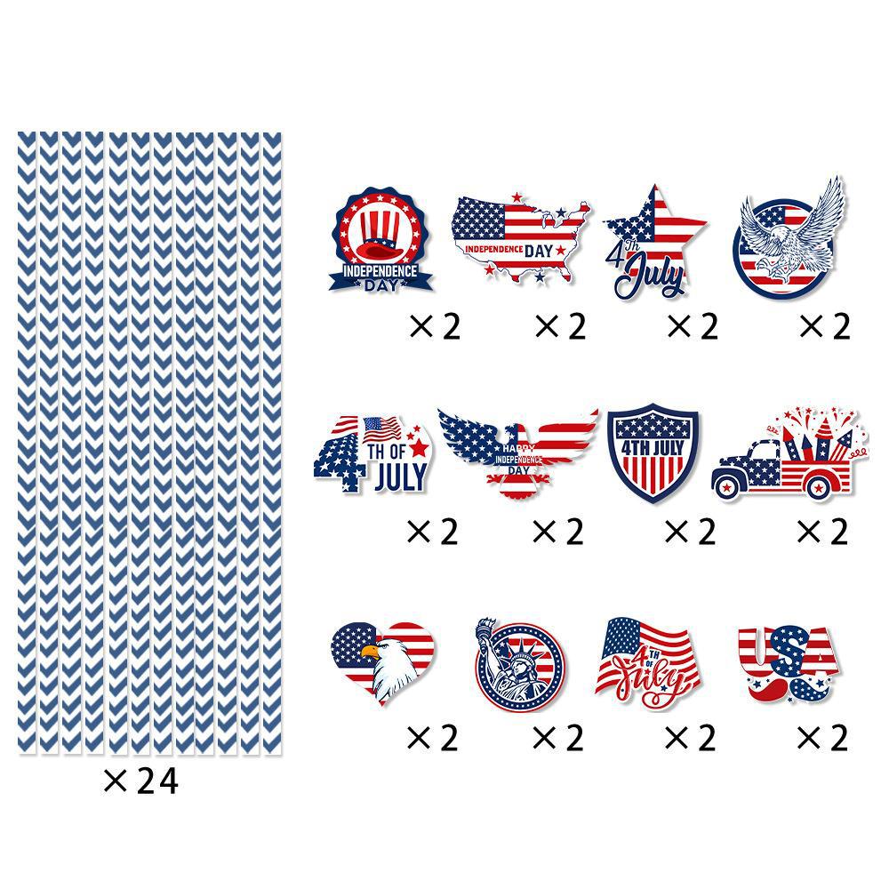 24 unidades/juego - pajita del día de la independencia