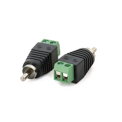 Phono RCA Male Plug to DC 2pin Screw Terminal Block connector Audio Video AV solderless Adapter for CCTV