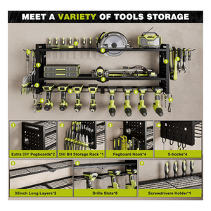 3 lớp công suất lớn treo tường công cụ điện lưu trữ không dây khoan bit hộp lưu trữ với 8 khoan bit chủ sở hữu công cụ tổ chức - Product Image 2