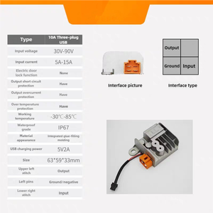 Dc-dc转换器48V 60V 72v至12V 10A三插头EV电压转换器，带可选USB输出5V2A和快速充电电缆 - Product Image 5