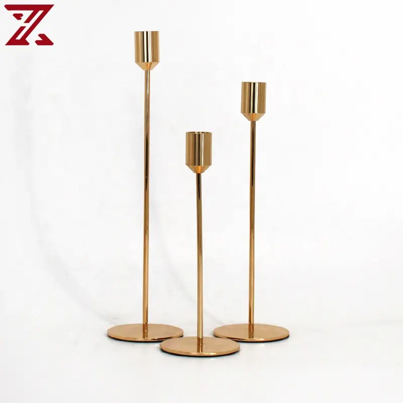 Candelabros modernos de pie, portavelas de hierro de Metal para mesa decorativa, color dorado y negro